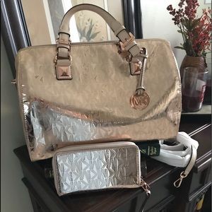 MK Rose-gold Grayson Satchel